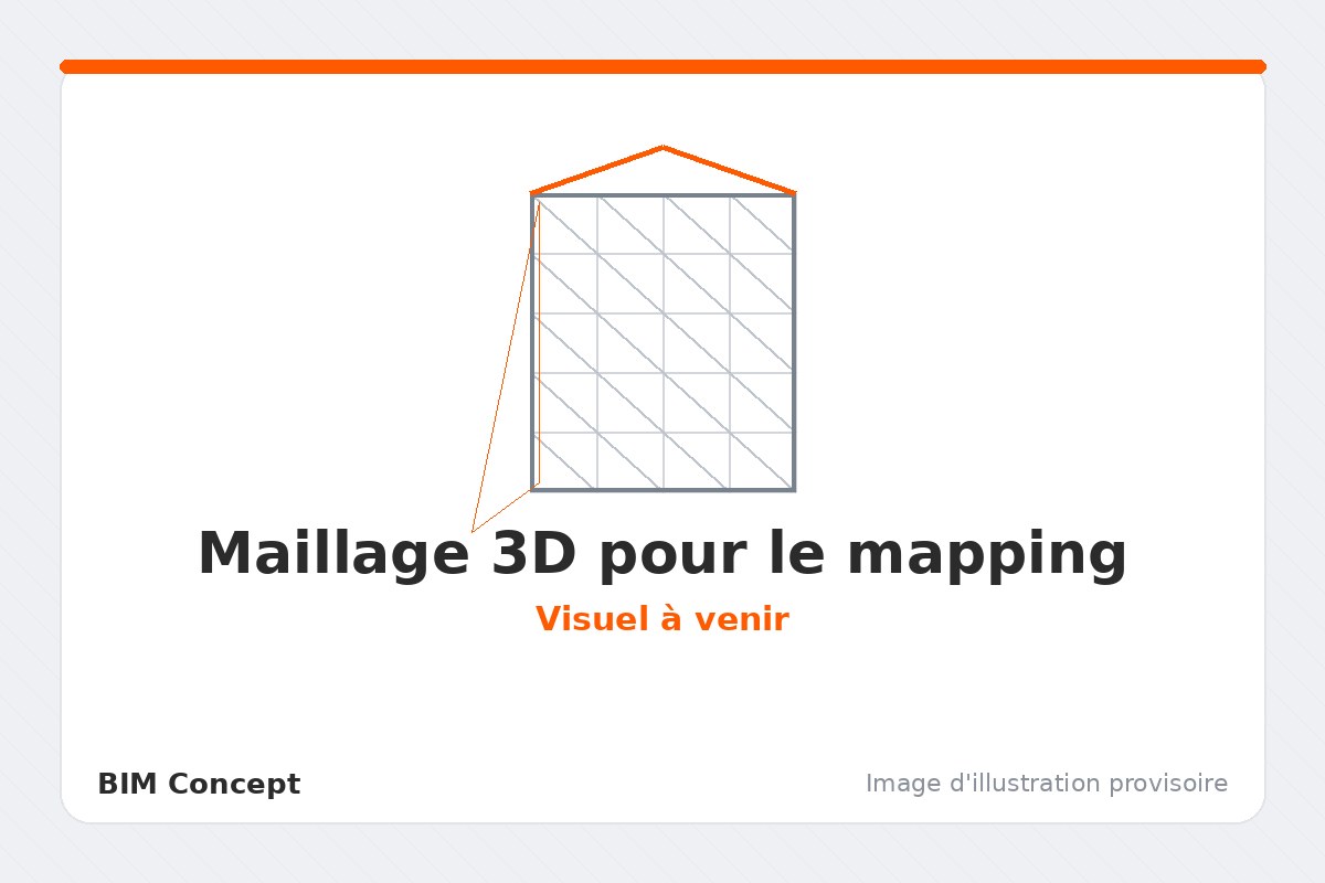 Maillage 3D d'une façade prêt pour le vidéo mapping